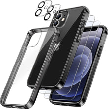 iPhone 12 Mini 5,4 Zoll Hülle 5-in-1 Schwarz Panzer Glas Folie