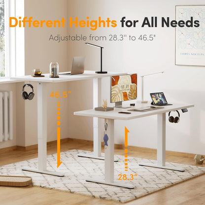 Elektrischer Schreibtisch 152x60 cm Höhenverstellbar Weiß Stahl