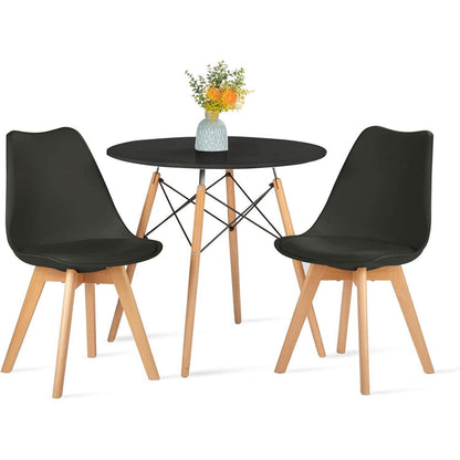Essgruppe Schwarz: Tisch mit 2 Stühlen für Küche/Esszimmer