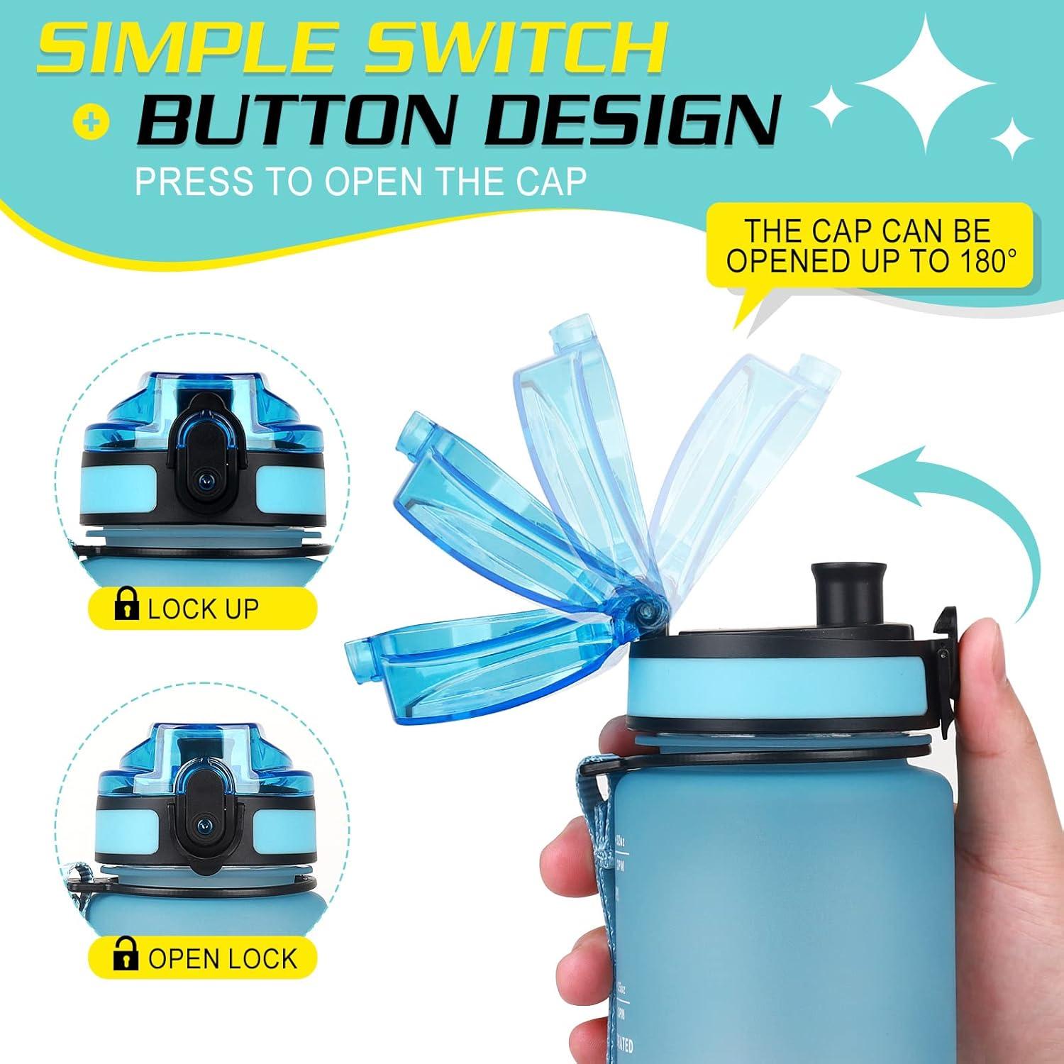 HASAGEI Trinkflasche 1L BPA-frei Sportflasche mit Verschlussdeckel & auslaufsicher