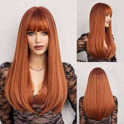 Auburn Perücke mit Pony – Langes, Rotes Haar für jeden Anlass