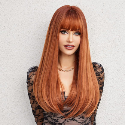 Auburn Perücke mit Pony – Langes, Rotes Haar für jeden Anlass