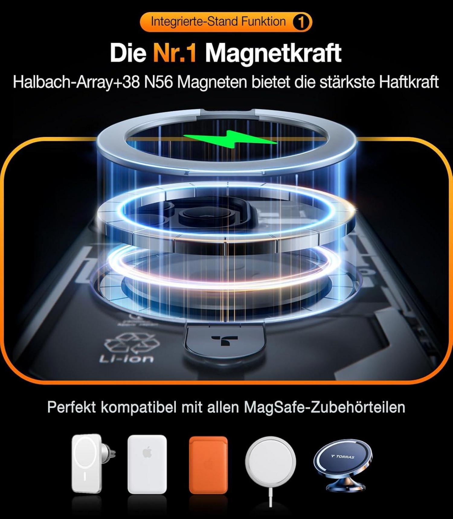 TORRAS Ostand iPhone 14 Pro Hülle MagSafe Militärschutz Displayständer