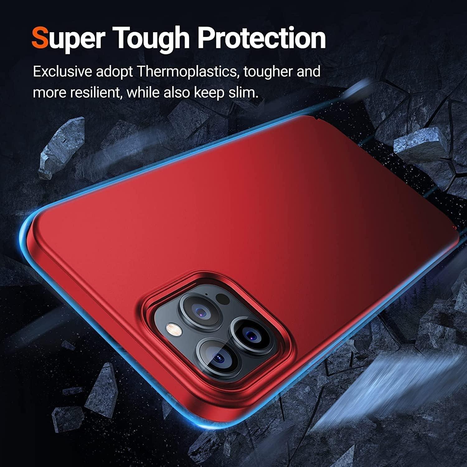 TORRAS Ultra Dünne iPhone 14 Pro Max Hülle mit 2 Schutzglas Rot