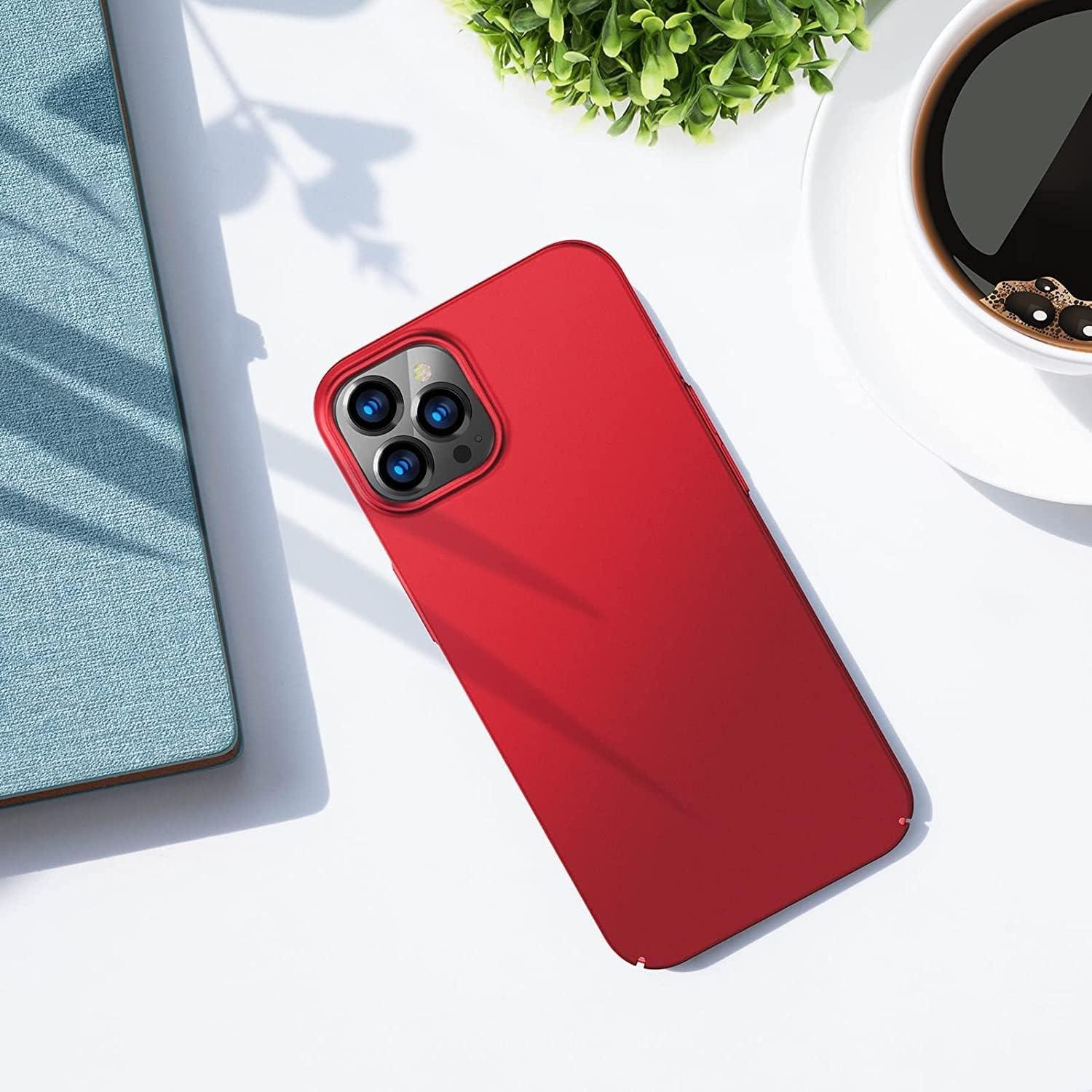 TORRAS Ultra Dünne Hülle für iPhone 14 Pro Max + 2 Schutzglas Rot