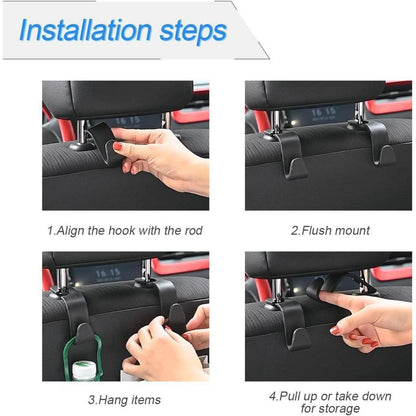 Auto Kopfstützenhaken Schwarz 4 Stück – Taschen Aufhänger