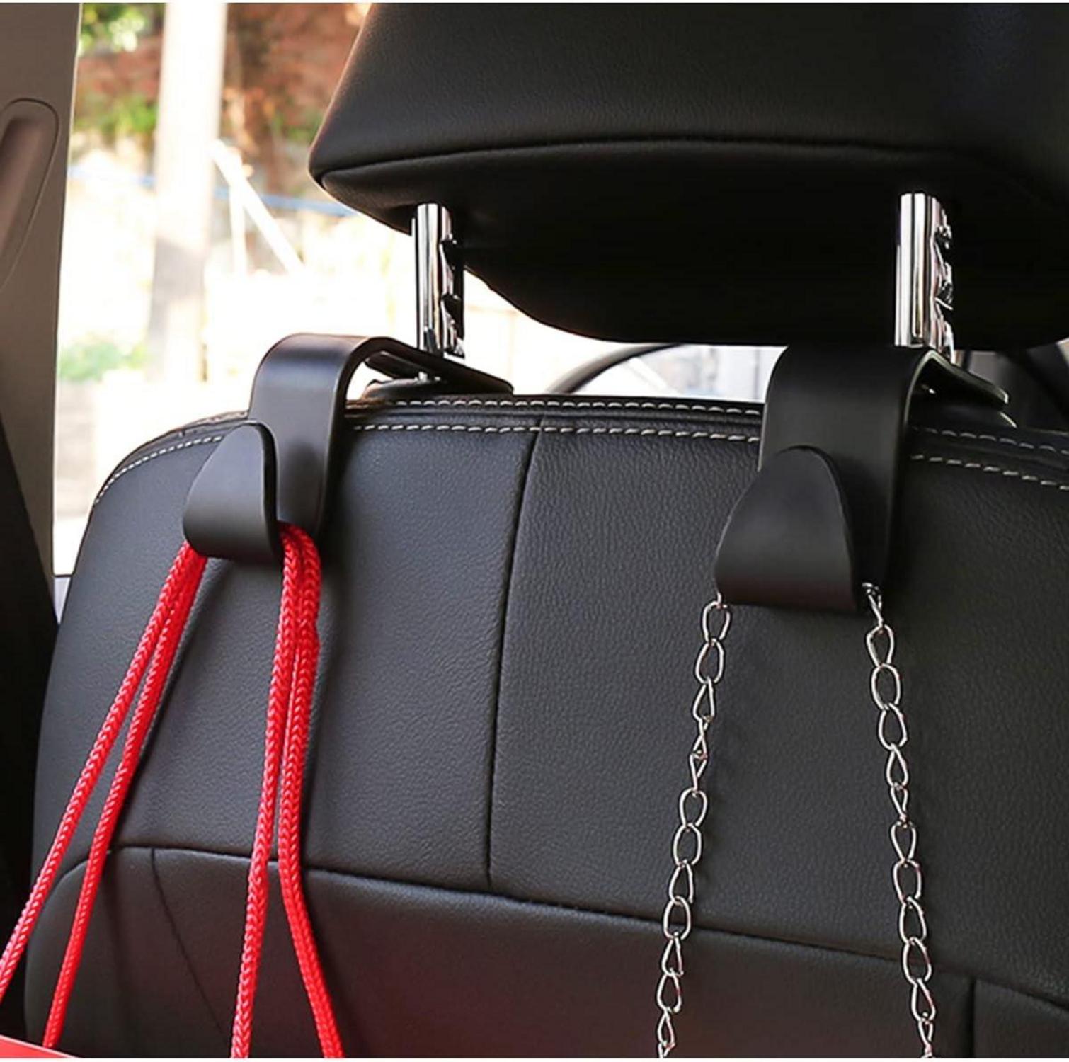 Autokopfstützenhaken 4er Set schwarz - Taschenhalter für Autoinnenraum