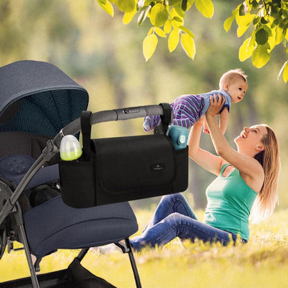 Kinderwagen Organizer Tasche Isoliert Getränkehalter Schwarz Universal