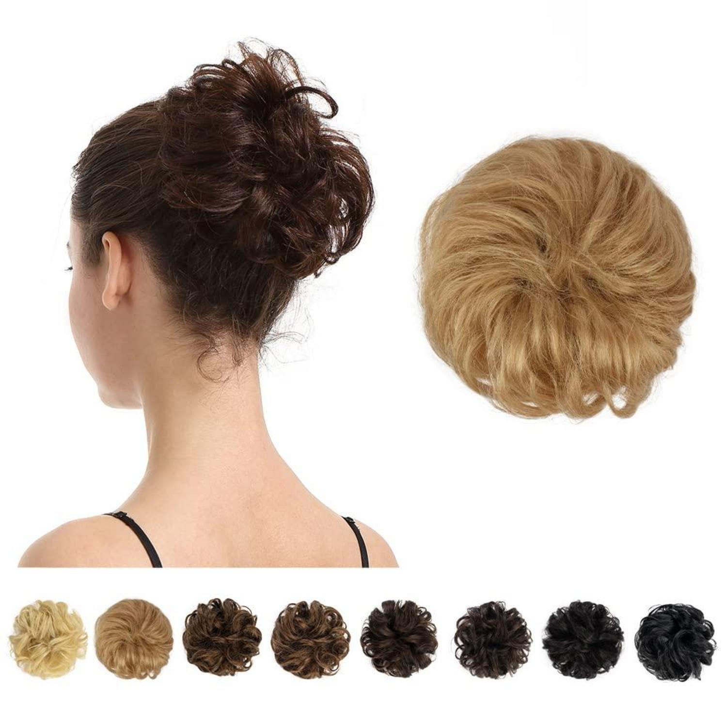 Lockiges Echthaar Haarteil Haargummi für Damen - Blond