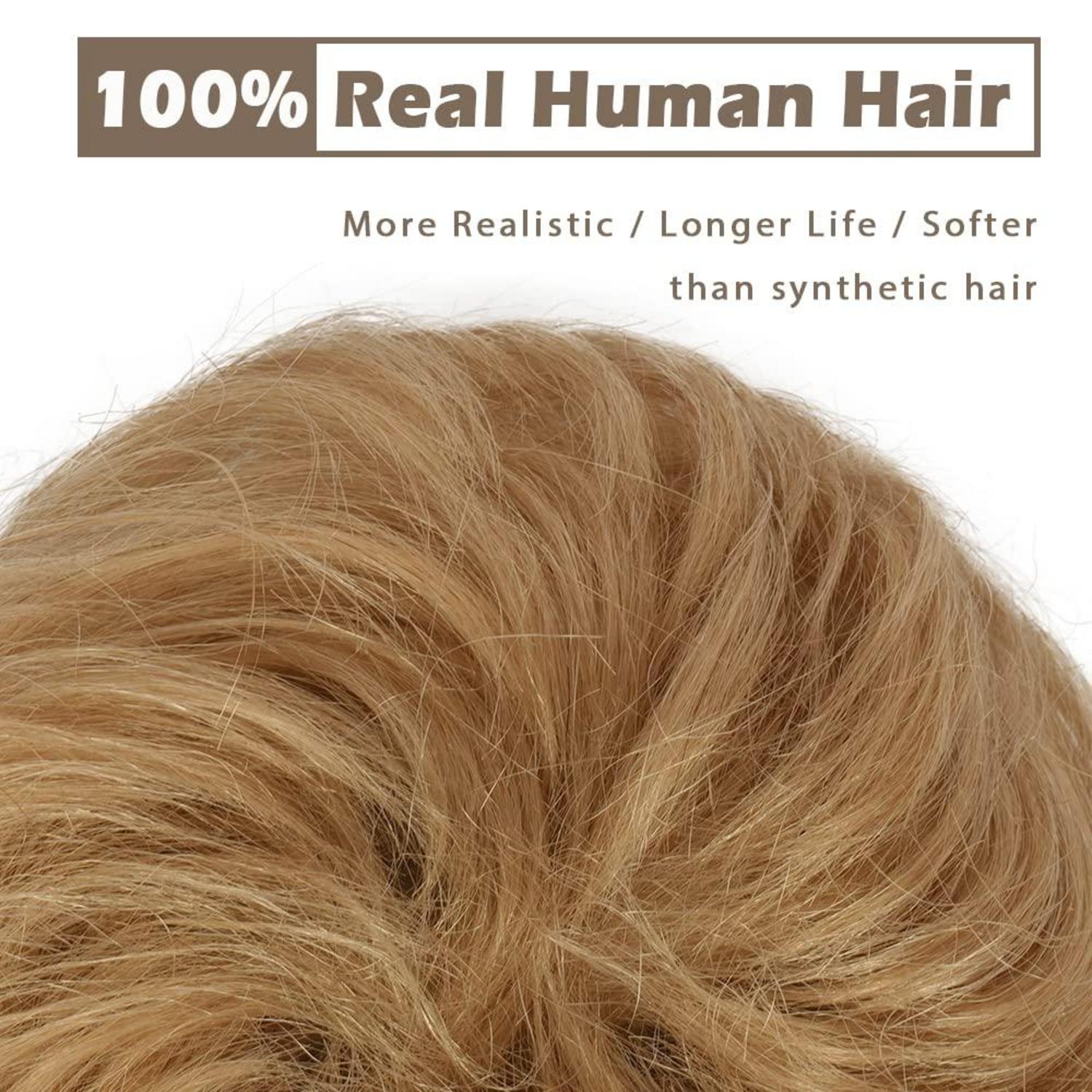 Lockiges Echthaar Haarteil Haargummi für Damen - Blond