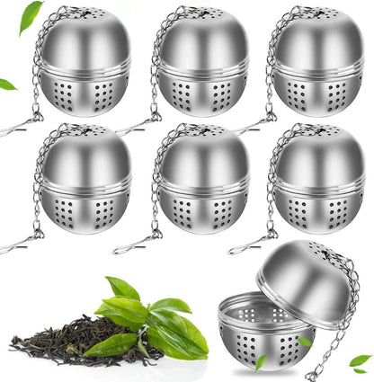 Edelstahl Teefilter Teeei Teesieb Filter mit Kette 6 Stück