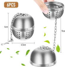 6er Teefilter Edelstahl Teesieb mit feinmaschiger Kugel