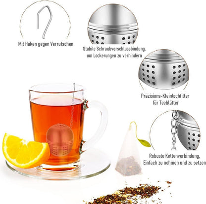 Edelstahl Teefilter Teesieb Kugelkette Teeei 6 Stück