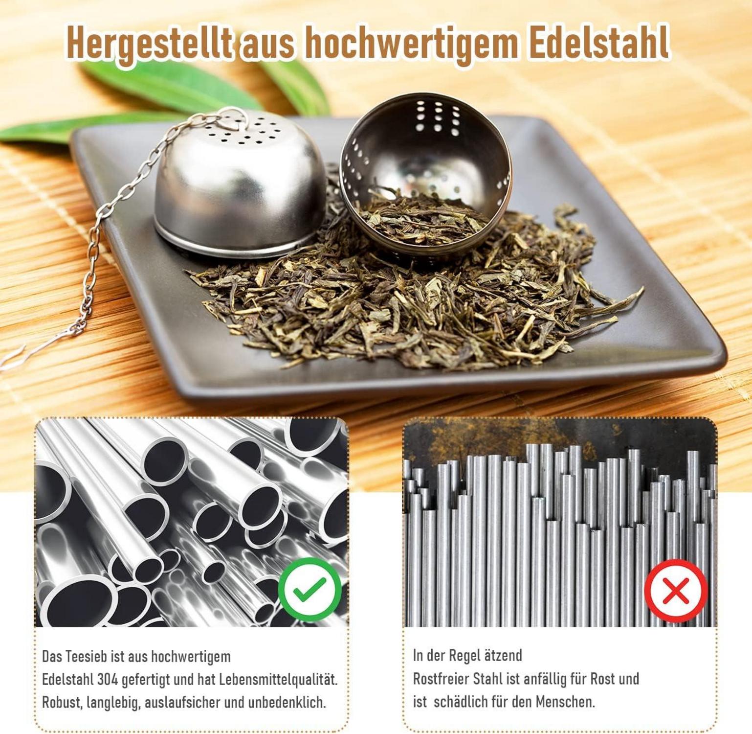 6x Edelstahl Teefilter Teesieb Teeei Tasse Gewürzfilter Kette