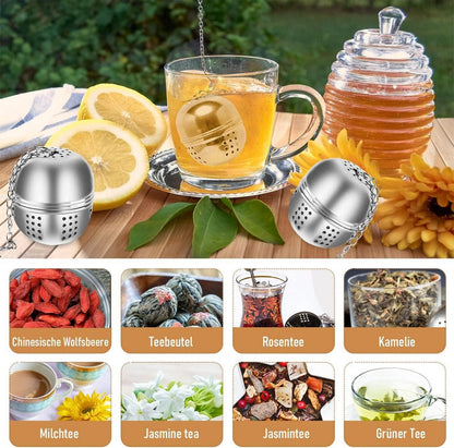 6 Stück Teefilter Edelstahl Teesieb Kugel mit Kette