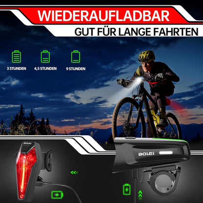 LED Fahrradlicht Set 100 LUX StVZO Zugelassen USB Aufladbar IPX5 Wasserdicht