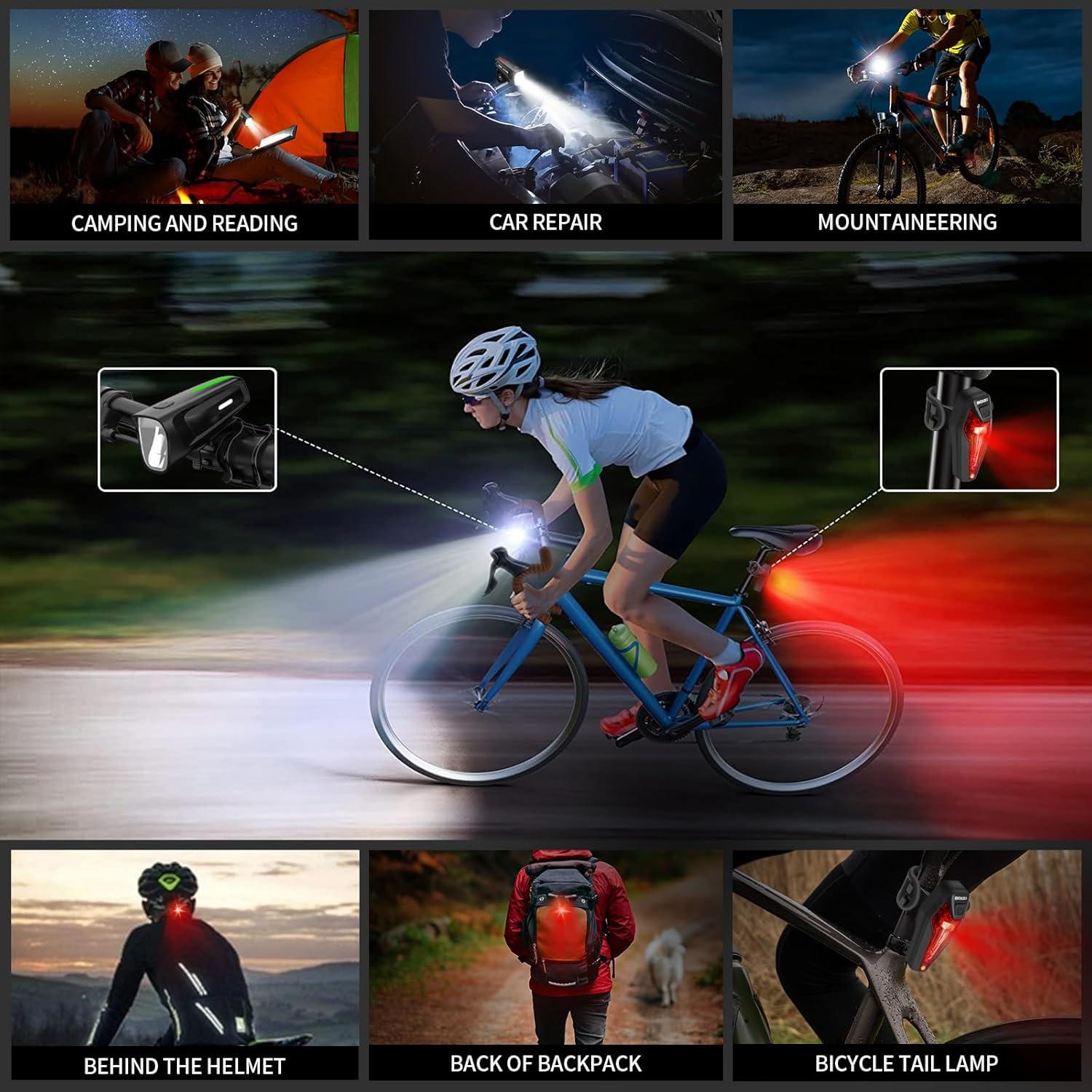 BOLEi LED Fahrradlicht Set StVZO Zugelassen USB Aufladbar IPX5 Wasserdicht