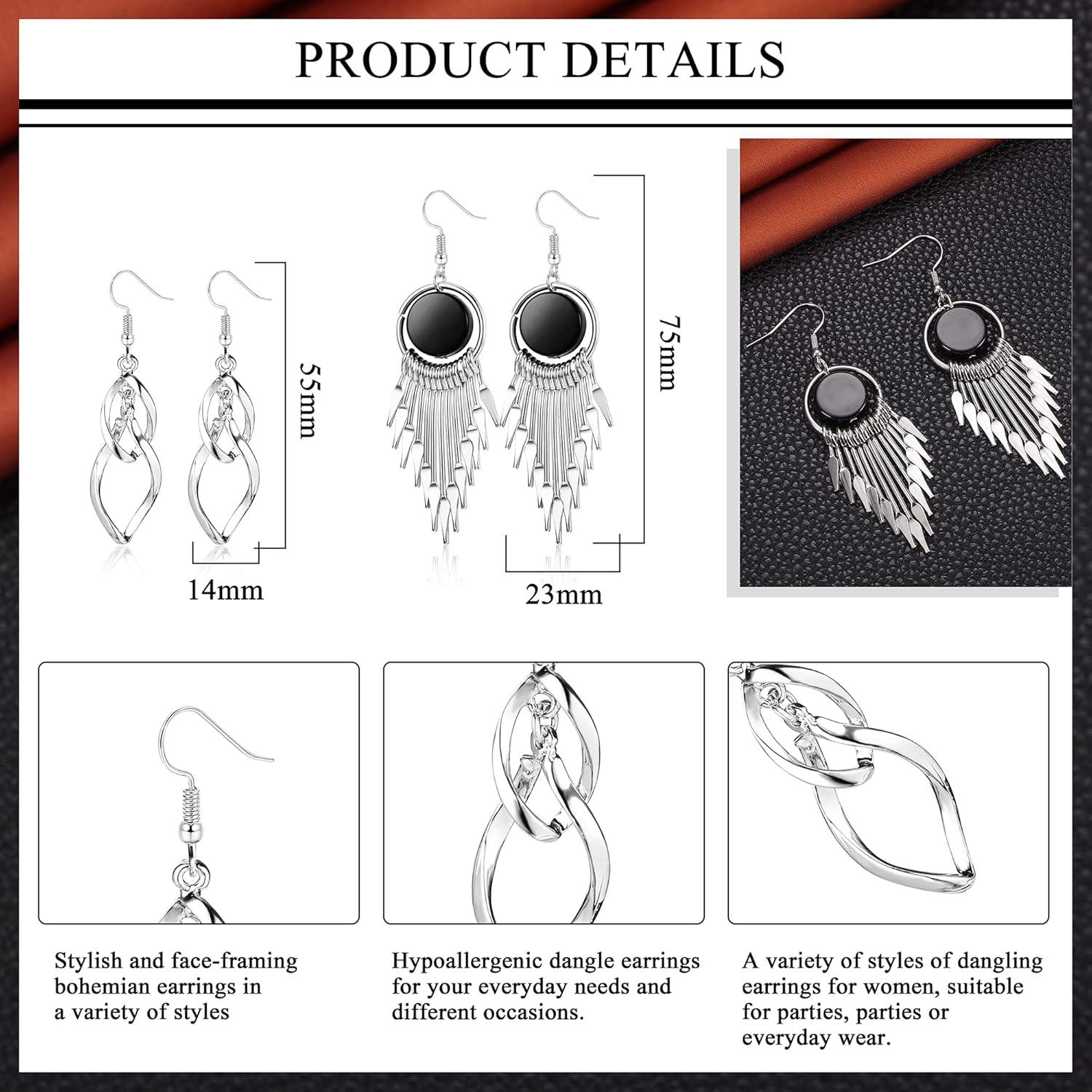 Boho Ohrringe Set Hypoallergen Edelstahl Damen Mädchen Titel