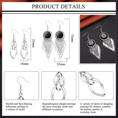 Boho Ohrringe Set Hypoallergen Edelstahl Damen Mädchen Titel