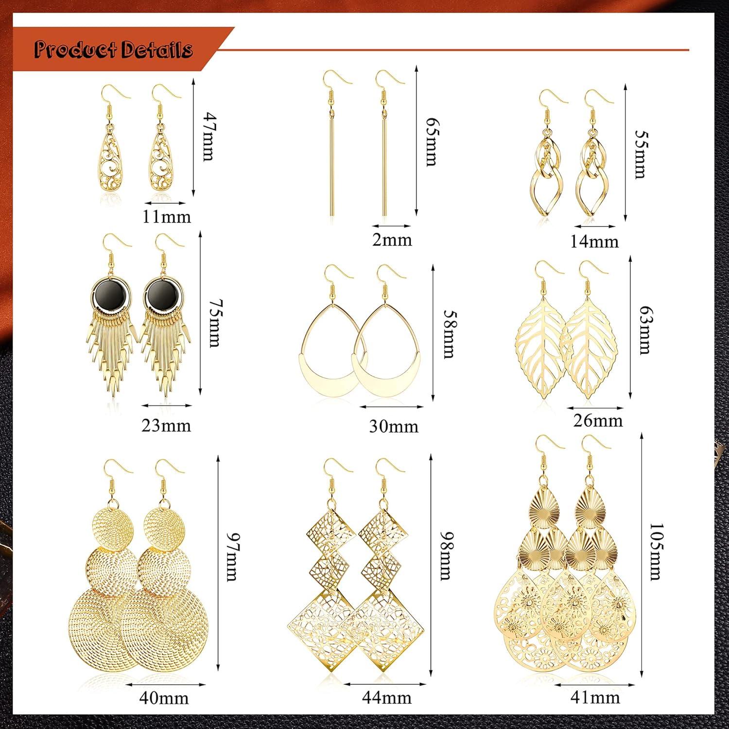 Boho Ohrringe Set Damen Edelstahl Twist Quaste Blatt Welle