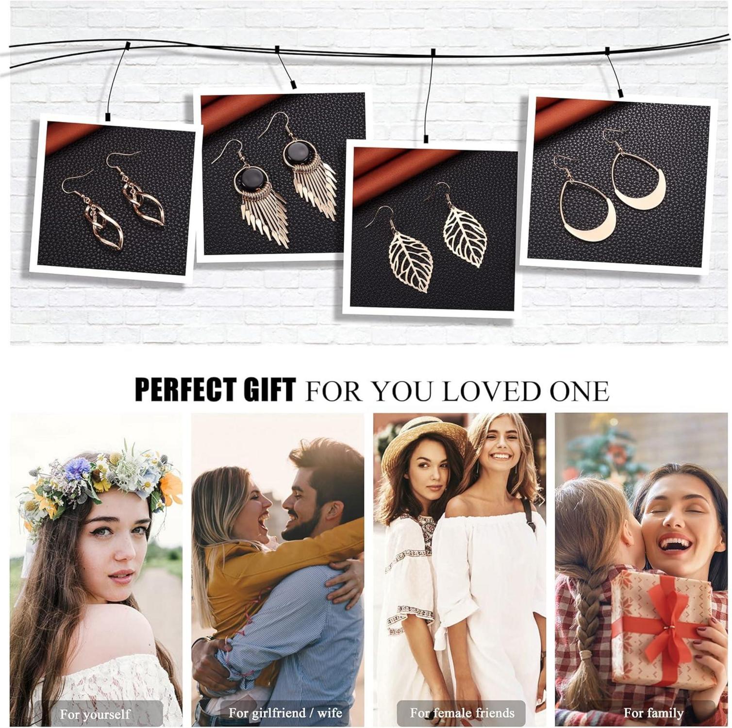 Boho Ohrringe Set Damen Mädchen Edelstahl Silber Gold Twist Quaste Blatt Welle