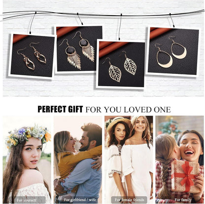 Boho Ohrringe Set Damen Mädchen Edelstahl Silber Gold Twist Quaste Blatt Welle