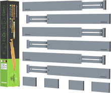 Verstellbare Bambus Schubladentrenner im 10er Set, federnd