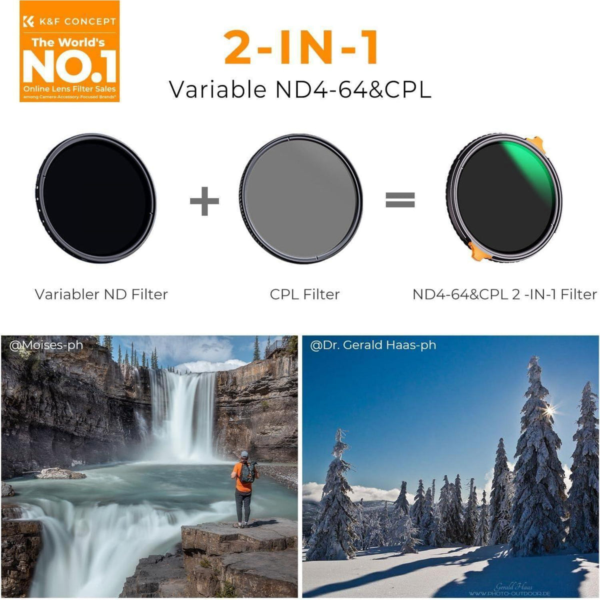 Variabler ND & CPL Filter 46mm 2-6 Blendenstufen Nano-Beschichtung