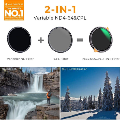 Variabler ND & CPL Filter 37mm 2-in-1 ultradünn