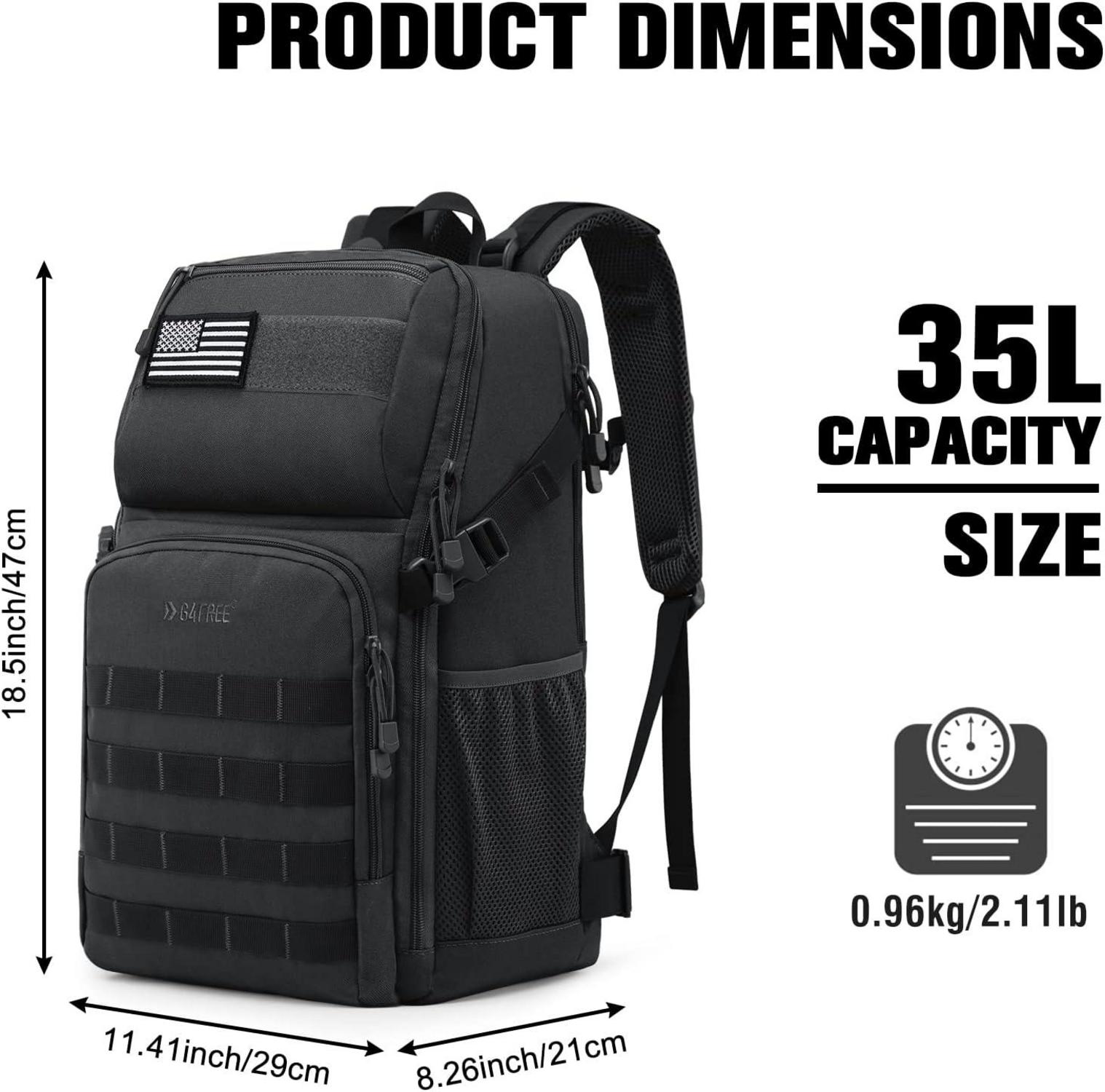 35L Militärischer Taktischer Rucksack mit DE-Flaggen-Patch Schwarz-1