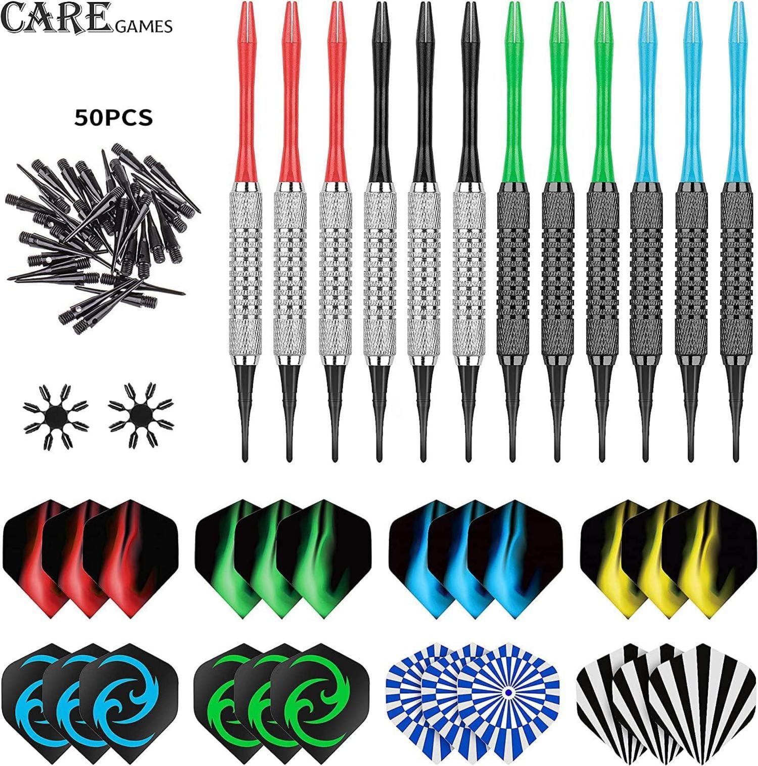 CareGames CyeeLife Softdart Set 16g mit PVC Schäften & 50 Dartspitzen