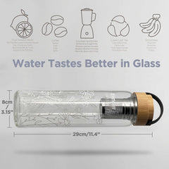 1 Liter Glas Trinkflasche mit Bambusdeckel und Hülle, Teeflasche mit