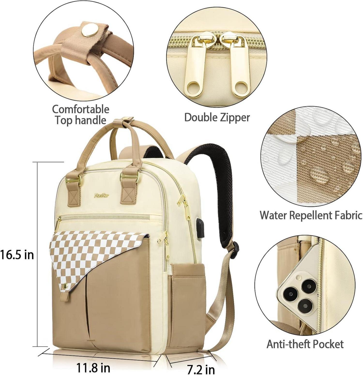 Rucksack Damen USB Ladeanschluss 15,6 Zoll Laptop Schulrucksack Mädchen Teenager