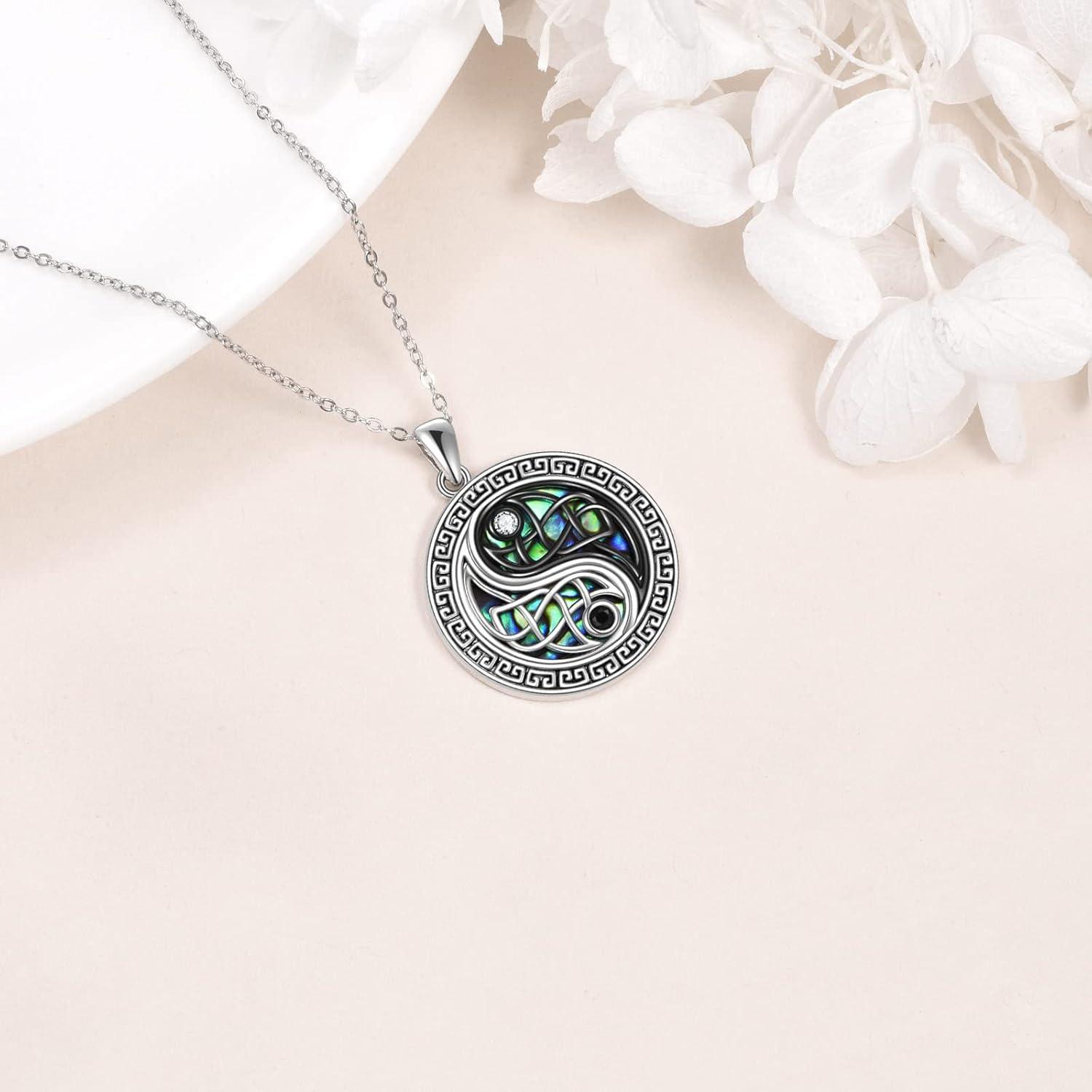 CUPENDA Yin Yang Halskette Sterling Silber Keltischer Knoten BFF Anhänger
