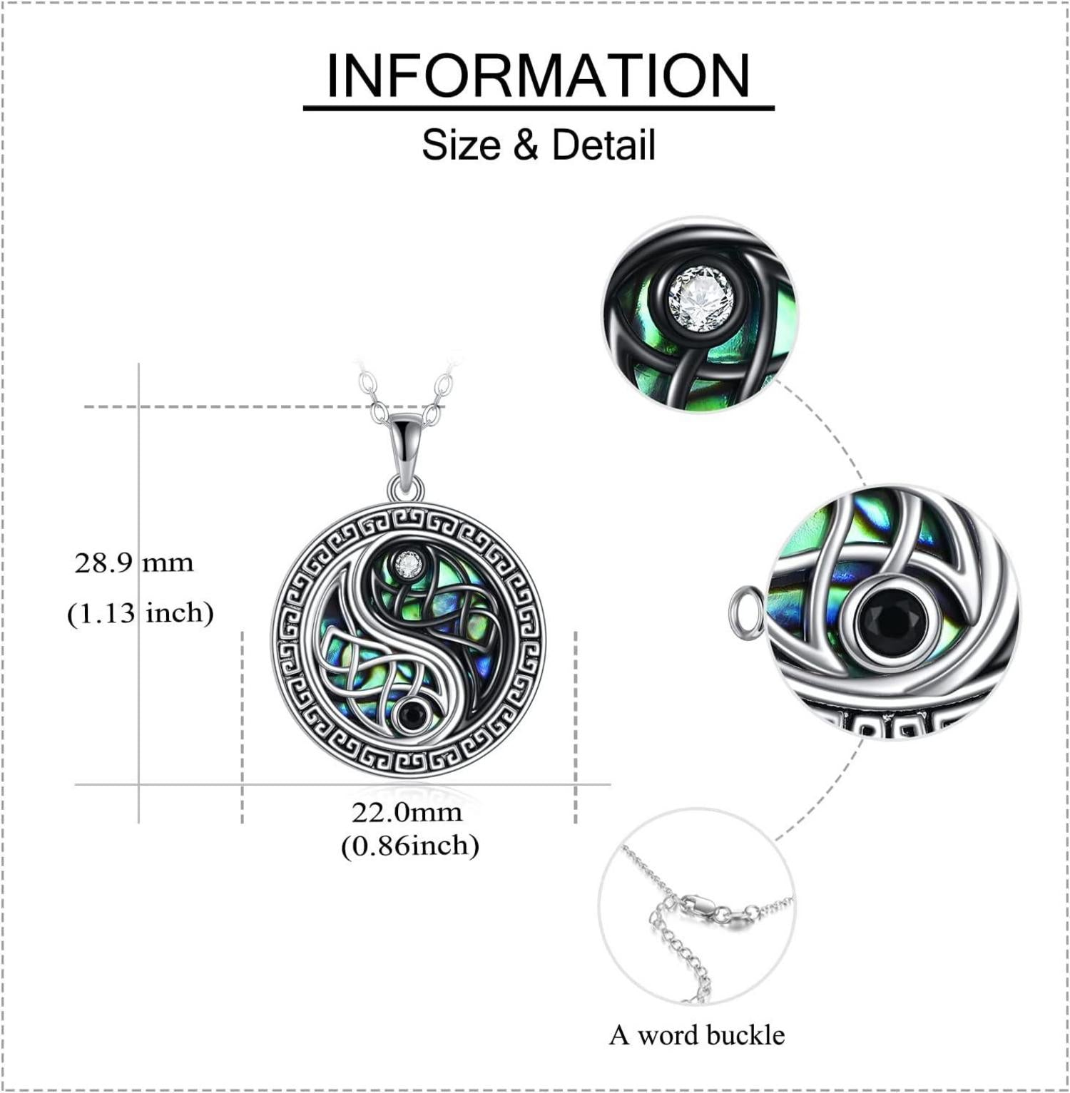 Yin Yang Halskette Sterling Silber Keltischer Knoten BFF Anhänger Taichi