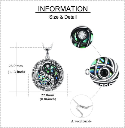 Yin Yang Halskette Sterling Silber Keltischer Knoten BFF Anhänger Taichi
