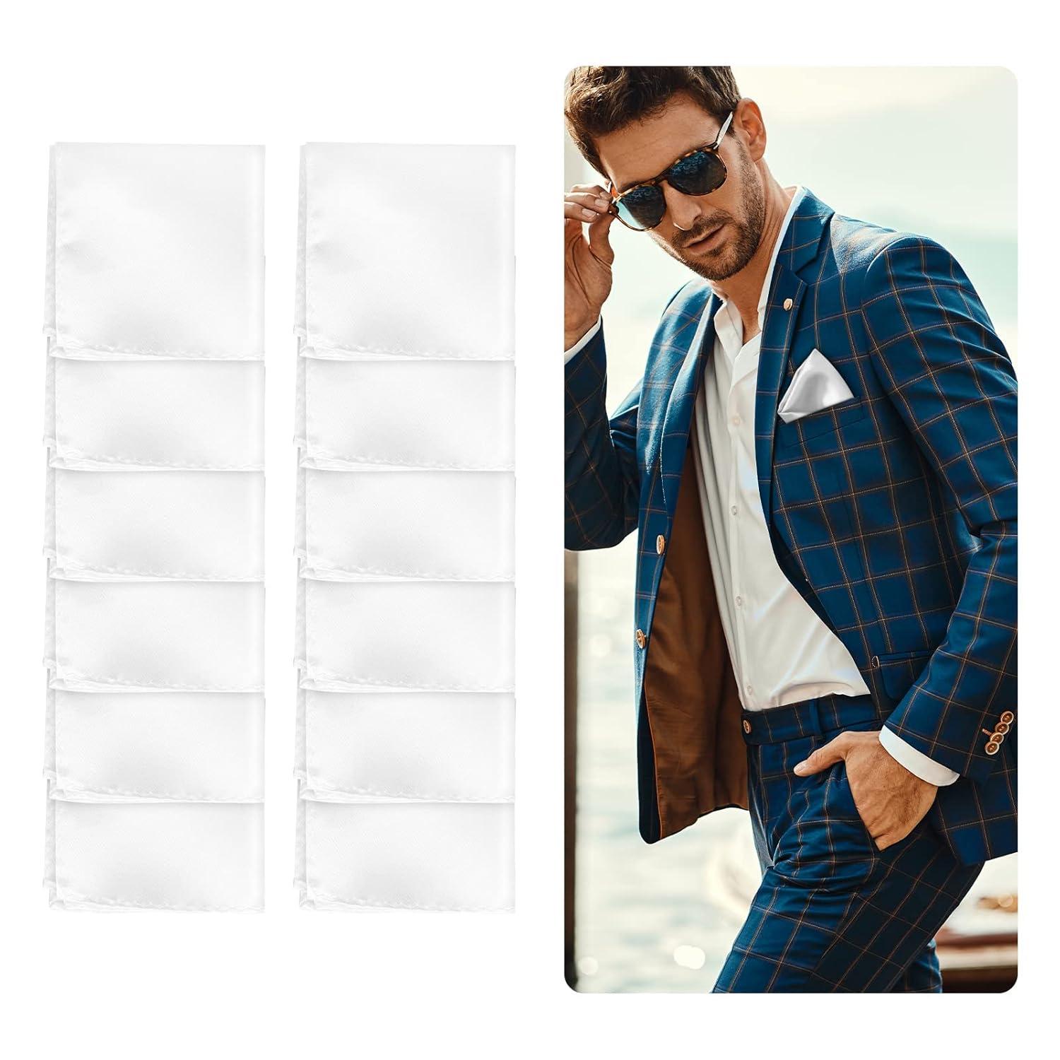 12er Pack URAQT Einstecktuch Herren Weiß Taschentuch 22x22cm Festlich Hochzeit