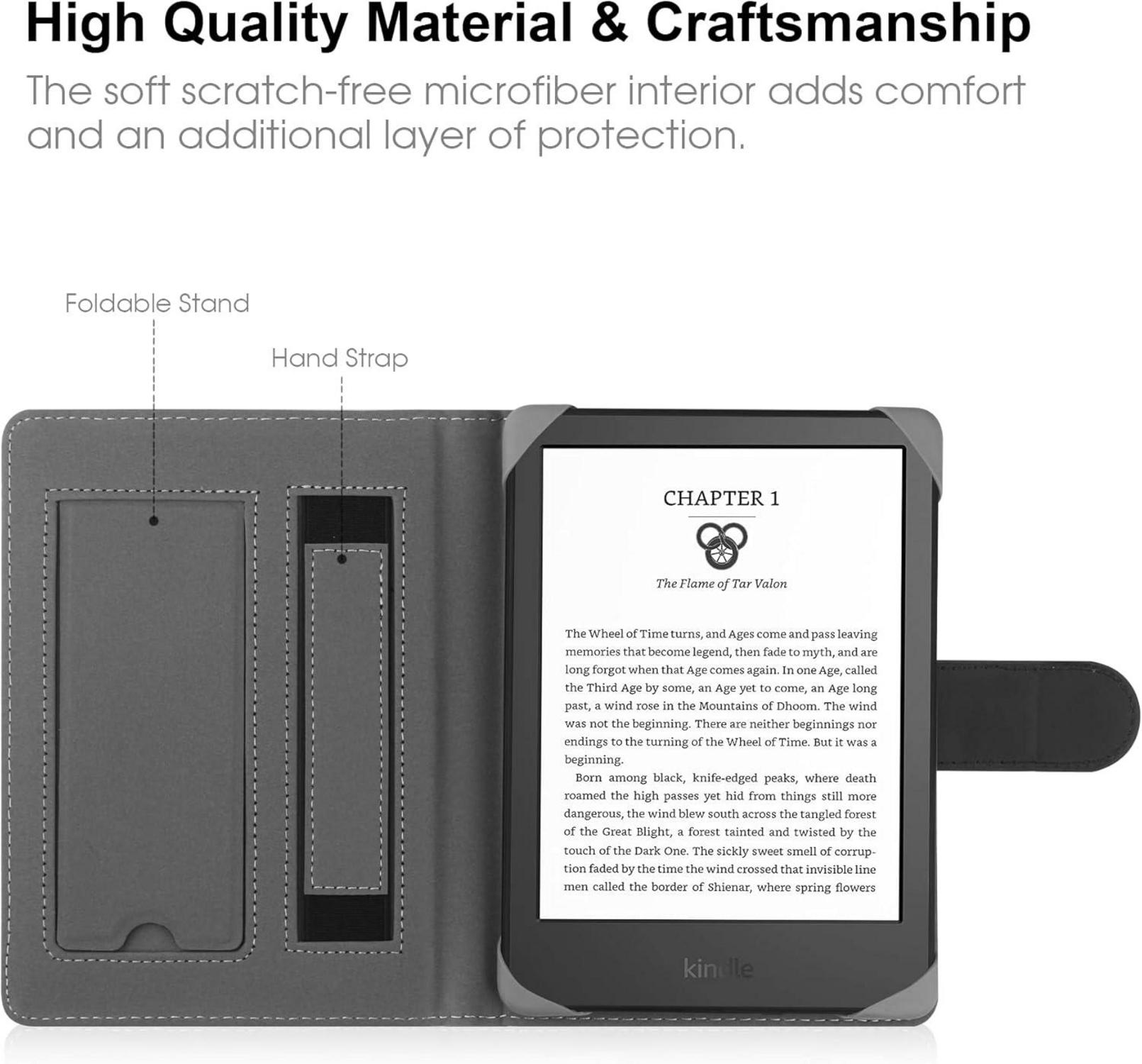 Schwarze Universal Hülle für 6-6.8'' E-Book Reader - Leder Stand Schutzhülle