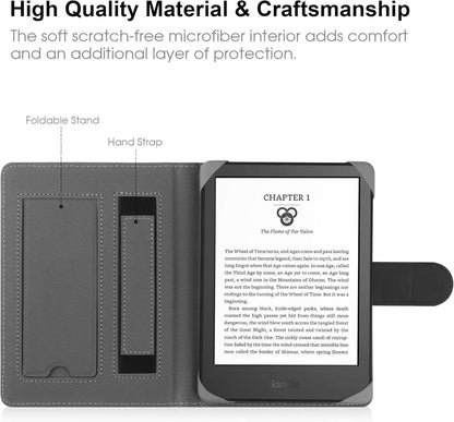 Schwarze Universal Hülle für 6-6.8'' E-Book Reader - Leder Stand Schutzhülle