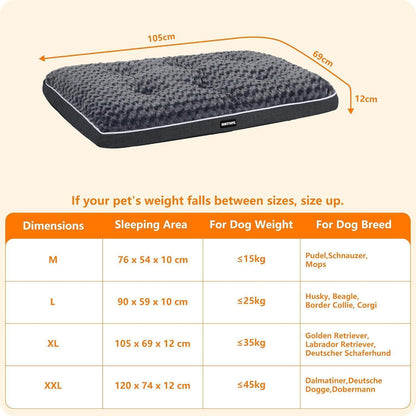 Hundematte für große Hunde 105cm Hundebett waschbar Grau