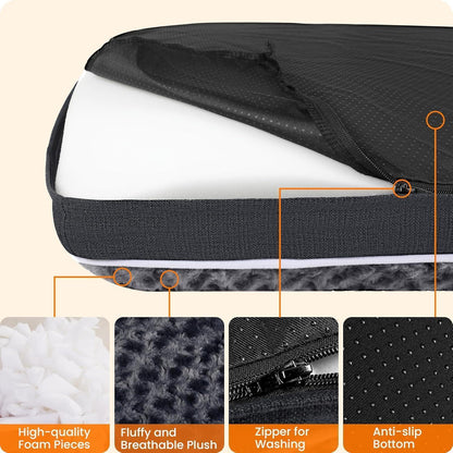 Hundematte für große Hunde 105cm Hundebett waschbar Grau