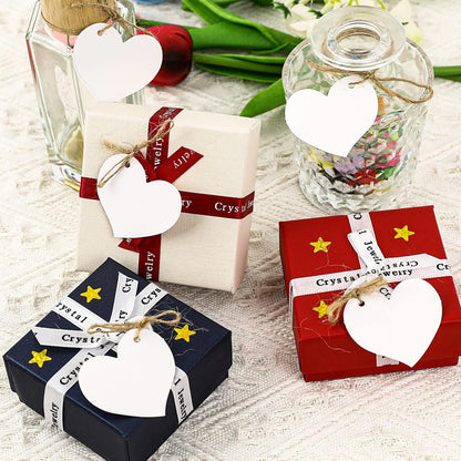 100 Stück Weiße Herz Kraftpapier Anhänger mit Schnur für Hochzeit Party Geburtstag