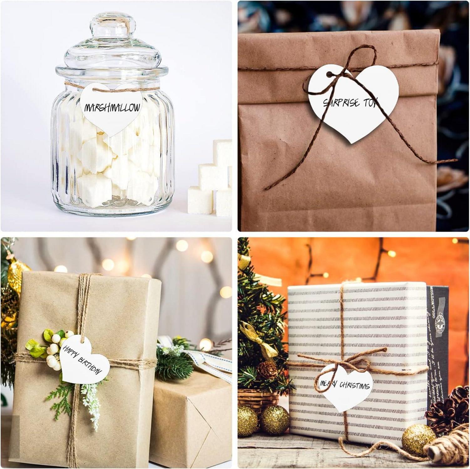 100 Stück Herz Kraftpapier Anhänger Weiße Geschenkanhänger Hochzeit
