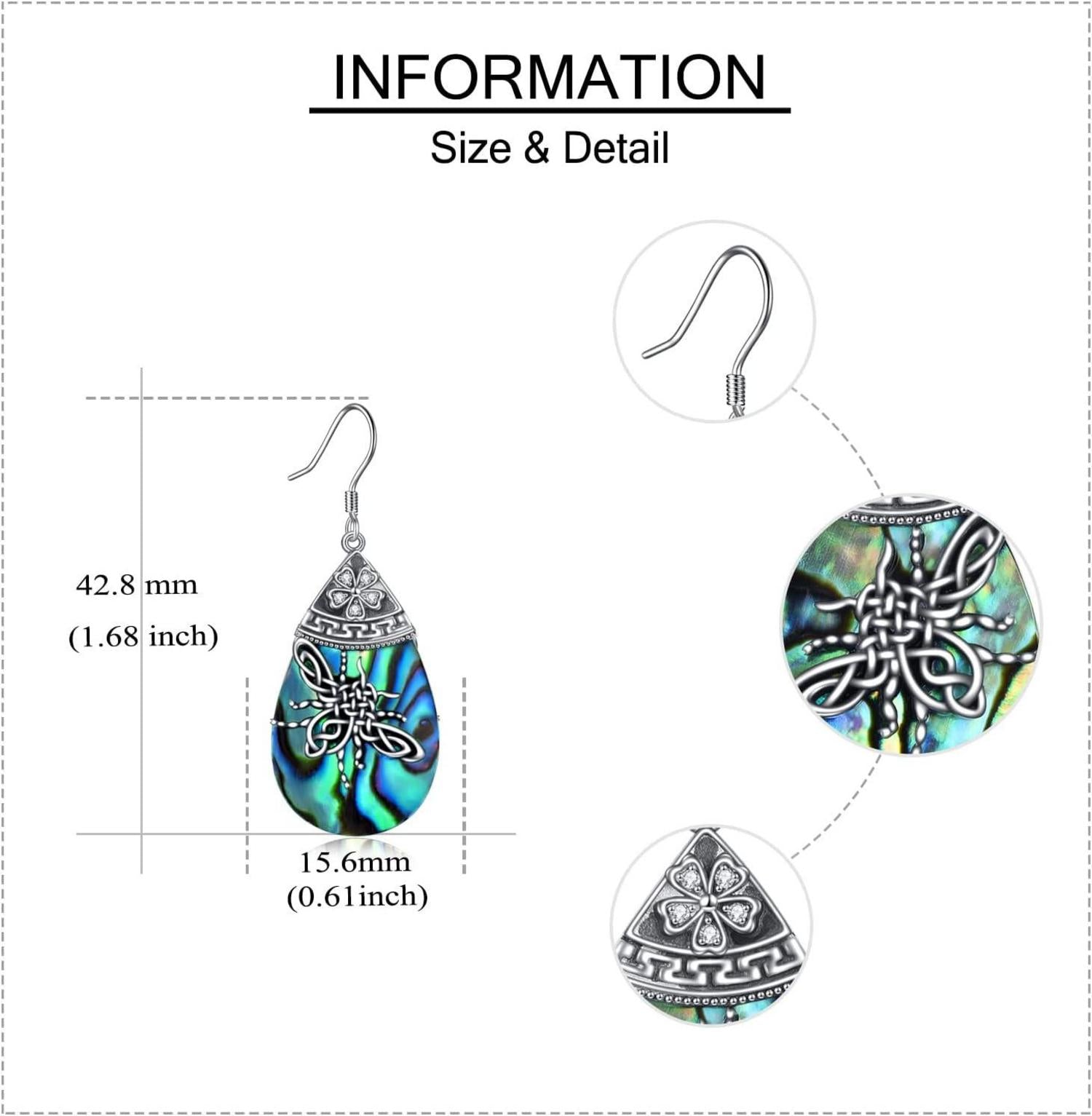 Keltische Biene Ohrringe Sterling Silber Abalone Teardrop Schmuck