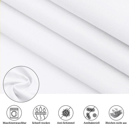 Weißer Duschvorhang 275x180 Textil Polyester Wasserdicht Waschbar Anti-Schimmel