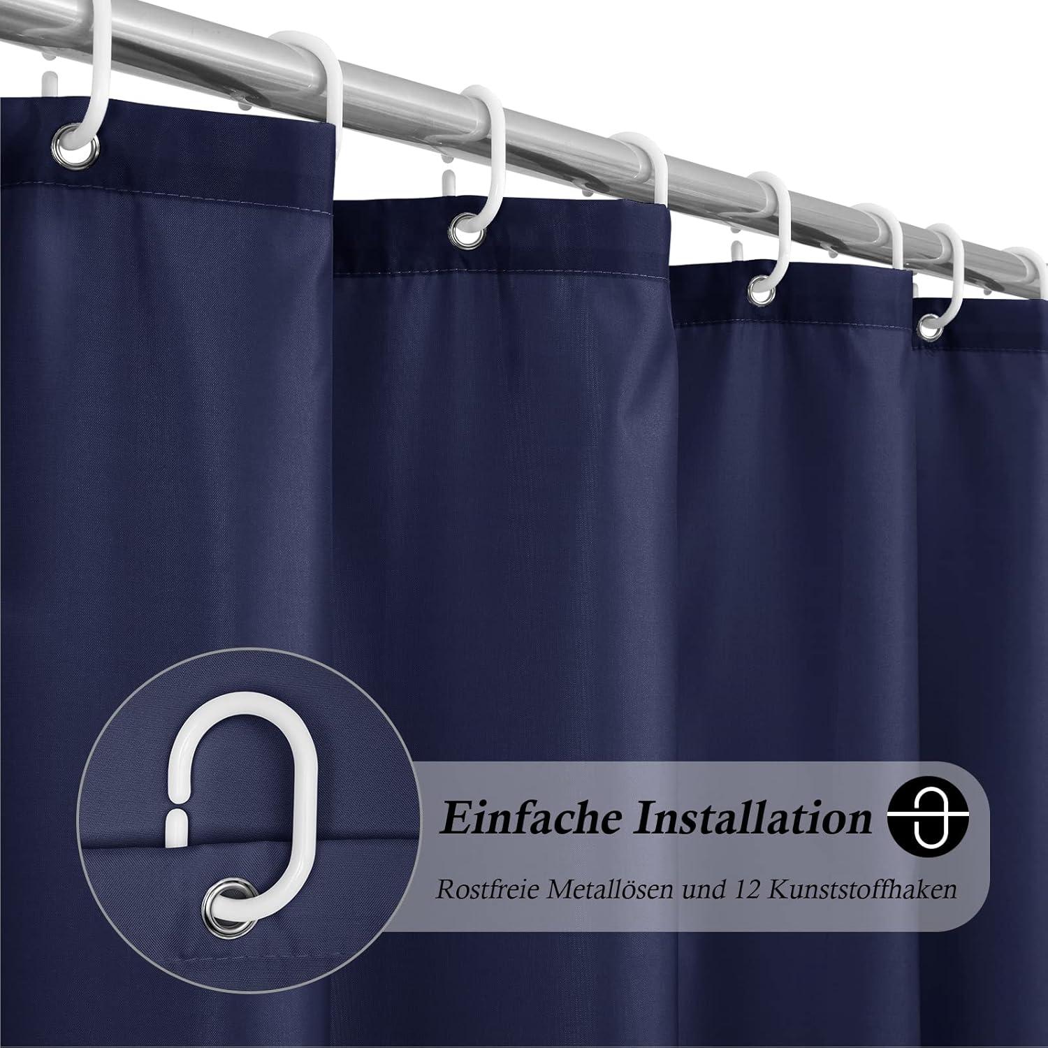Duschvorhang Blau 180x200 cm Wasserdicht Anti Schimmel