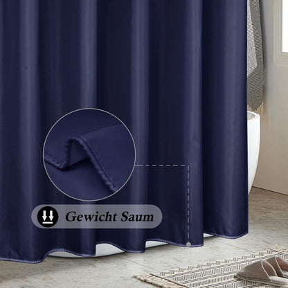 Duschvorhang Blau 180x200cm Wasserdicht Anti Schimmel inkl. 12 Ringen