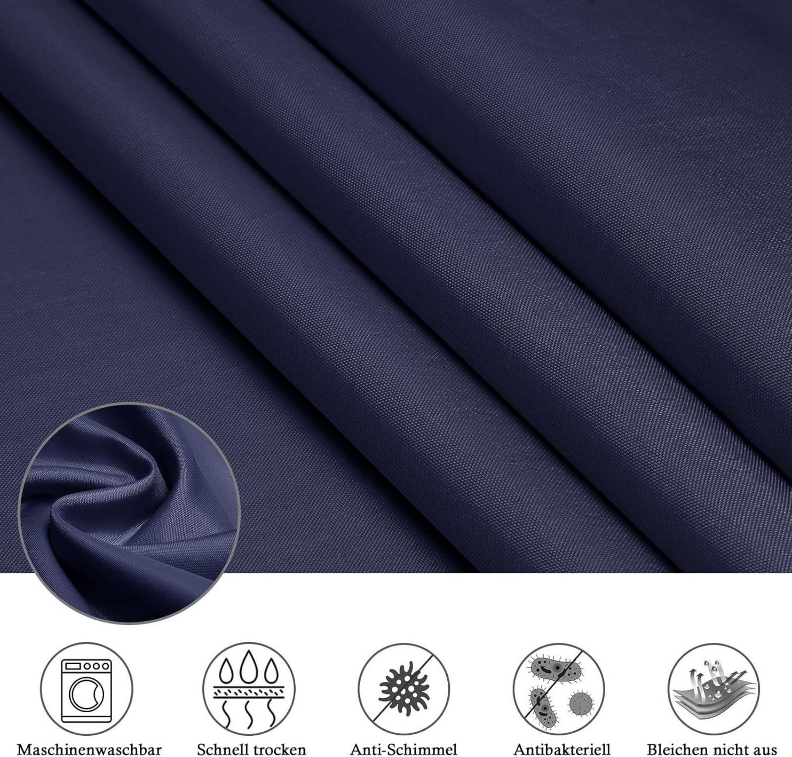 Blauer Duschvorhang 180x200 cm Wasserdicht Waschbar Textil Polyester mit 12