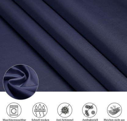 Blauer Duschvorhang 180x200 cm Wasserdicht Waschbar Textil Polyester mit 12