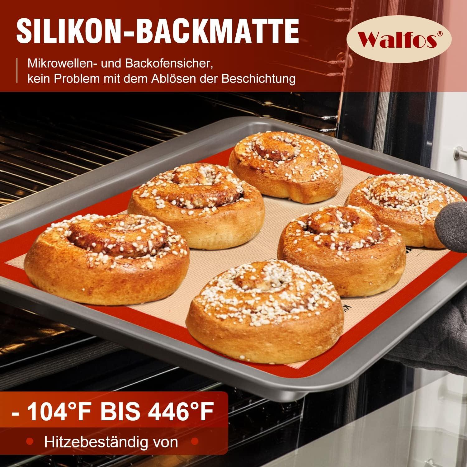Walfos 40x30cm Silikon Backmatte 2er Set Antihaft Hitzebeständig Spülmaschine
